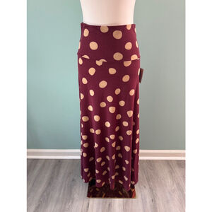 Women's LuLaRoe Maxi Skirt Size S Maroon Tan Polka Dot
